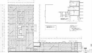 Stuttgart Hbf: Neubau Basagebäude - Deckenplan; Schnitt Seitenflügel Eingang Nebengeb.