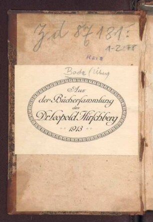 Exlibris: Aus der Büchersammlung des Dr. Leopold Hirschberg, 1913