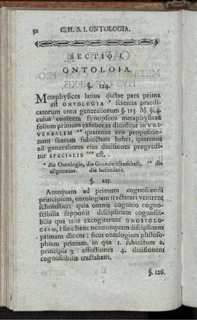 Sectio I. Ontologia.