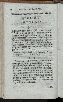 Sectio I. Ontologia.