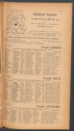 Hipódromo Argentino - Reunión del 23 de Julio de 1905