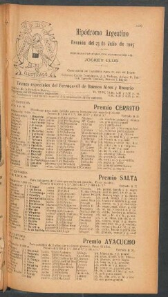Hipódromo Argentino - Reunión del 23 de Julio de 1905