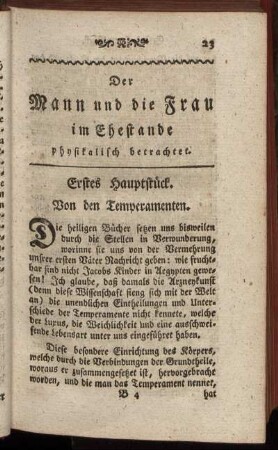 Erstes Hauptstück. Von den Temperamenten.