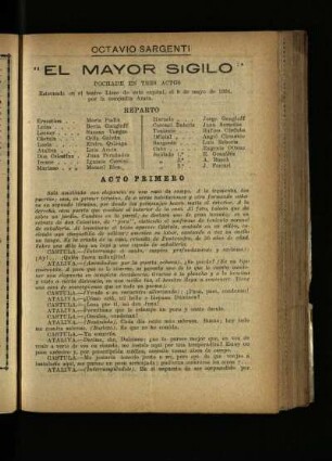 El mayor sigilo : pochade en tres actos