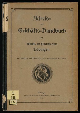 Amtliches Adreßbuch von Stadt und Bezirk Tübingen
