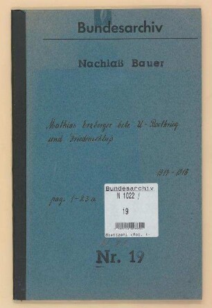Matthias Erzberger (U-Boot-Krieg und Friedensschluß)