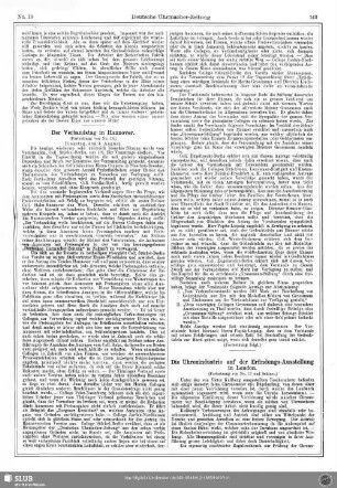Die Uhrenindustrie auf der Erfindungs-Ausstellung in London (Fortsetzung von No. 17 und Schluss)