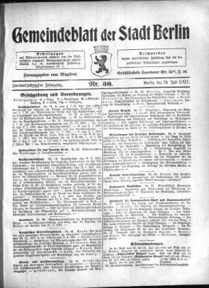 1921,30: Nr. 30, 24. Juli 1921