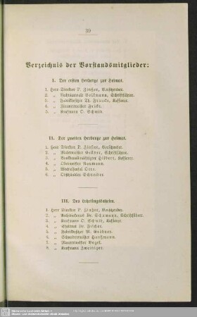 Verzeichnis der Vorstandsmitglieder