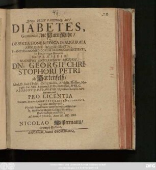 Diabetes, Germanice, die Harn Ruhr