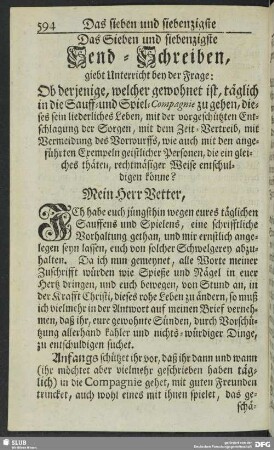 Das Sieben und siebenzigste Send-Schreiben