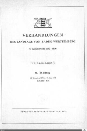 33: Landtag Baden-Württemberg, Protokolle, 1973-1974, Bd. 3