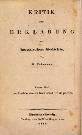 Kritik und Erklärung der Episteln des Horaz : Ein Handbuch zur tiefern Auffassung der Episteln des Horaz. 2