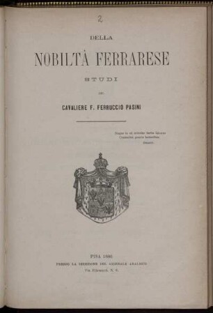 Della nobiltà ferrarese : studi