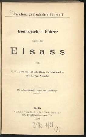 Geologischer Führer durch das Elsass : mit sechsundfünfzig Profilen und Abbildungen