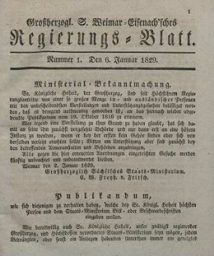 Nr. 1 : 6. Januar 1829
