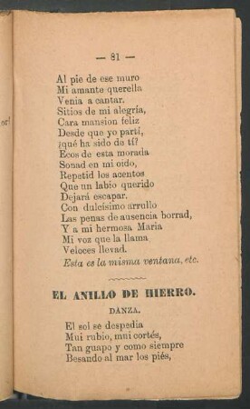 El anillo de hierro. : Danza.
