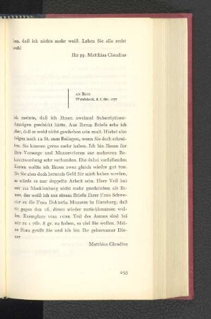An Boie Wandsbeck, den 6. Oktober 1777