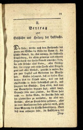 II. Beytrag zur Geschichte und Heilung der Lustseuche.