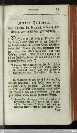 Vierter Zeitraum. Von Cyrus bis August und auf den Anfang der christlichen Zeitrechnung