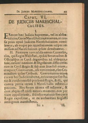 Caput VI. De Iudiciis Mareschalcalibus.