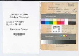 Entnazifizierung Gustav Bahlmann, geb. 09.02.1887 (Bankbeamter)