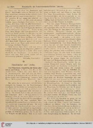 [Rezension von: Karl Woermann, Geschichte der Kunst alter Zeiten und Völker. 2. Band: Die Kunst der christlichen Völker bis zum Ende des 15. Jahrhunderts]