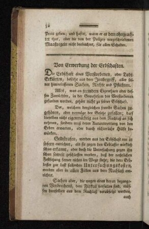 Von Erwerbung der Erbschaften.