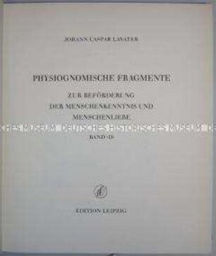 Nachdruck von Lavaters "Physiognomischen Fragmenten" nach der Ausgabe von 1775-1778, Band 2