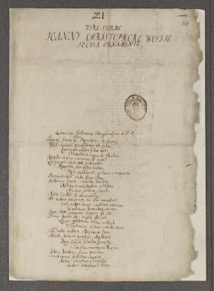 Ludwig Christian Stiegehaus: Lobgedicht für Johann Christoph Wolf, Steinbeck/Holst., Jan. 1730