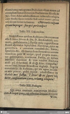 Testis XIII, Podagrae