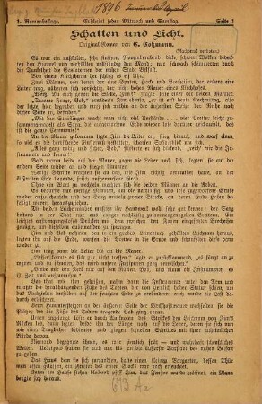 Neues Münchener Tagblatt. Romanbeilage zum Neuen Münchener Tagblatt. [1896]