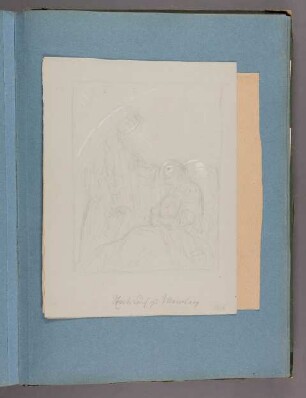 Entwurf zu Hans Memling in Brügge und Skizze zu hist. Szene mit Mann und Nonne durch Gitterstäbe getrennt