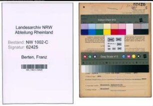 Entnazifizierung Franz Berten, geb. 18.01.1882 (Arbeiter)