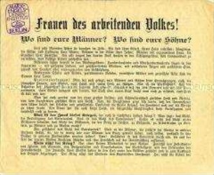 Anti-Kriegs-Flugblatt mit Aufruf zum Kampf für den Sozialismus