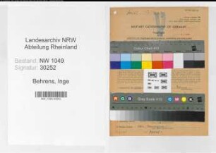 Entnazifizierung Inge Behrens , geb. 08.06.1920 (Polizeibeamtin)