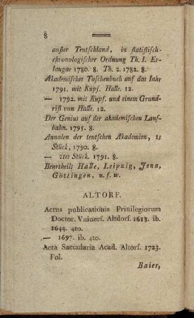 Altorf. - Würzburg.
