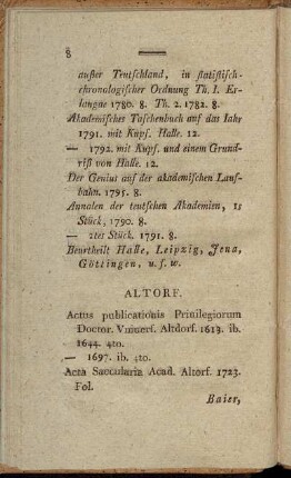 Altorf. - Würzburg.