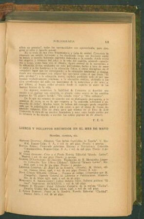 Libros y folletos recibidos en el mes de mayo