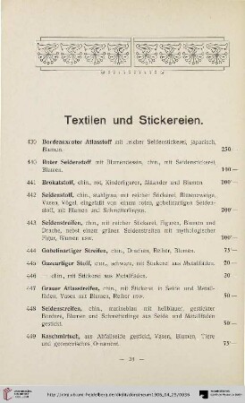 Textilen und Stickereien (Nr. 439-471)
