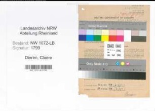 Entnazifizierung Claere Dieren , geb. 30.09.1908 ()