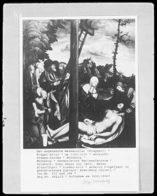Der sogenannte Welseraltar — Altarbilder — Erstes Flügelpaar in geschlossenem Zustand: Beweinung Christi