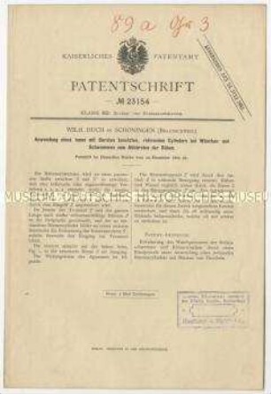 Patentschrift einer Maschine zum Waschen und Schwemmen von Rüben, Patent-Nr. 23154