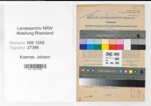 Entnazifizierung Johann Koerner , geb. 30.01.1897 (Bahnschaffner)