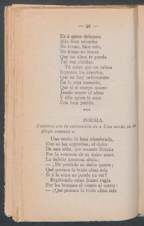 Poesía. : Cantarse con la entonación de "Una noche en la playa sentada".