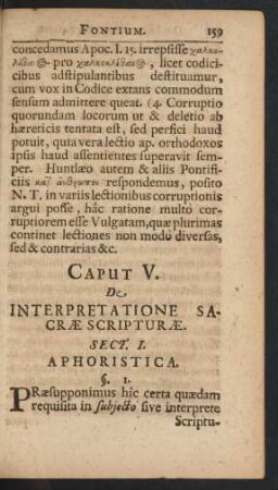 Caput V. De Interpretatione Sacrae Scripturae