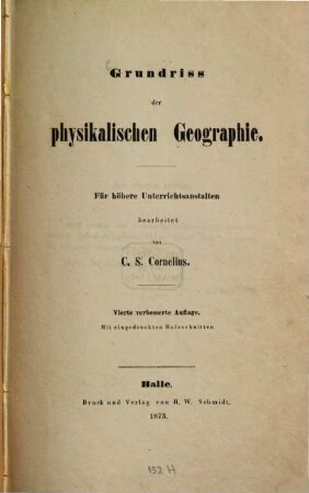 Grundriss der physikalischen Geographie : für höhere Unterrichtsanstalten