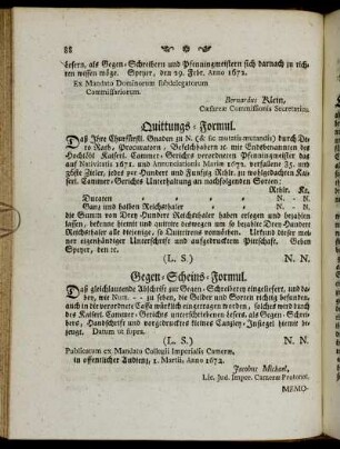 Quittungs-Formul. - Gegen-Scheins-Formul.