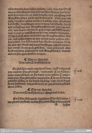 Der XC. Artickel. Von dem Marckscheiden.