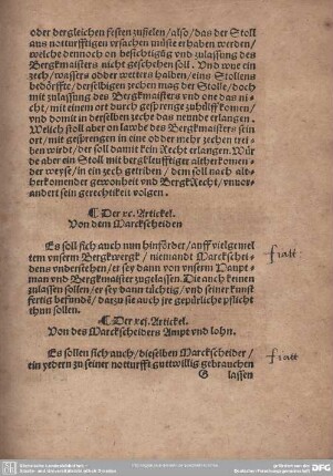 Der XC. Artickel. Von dem Marckscheiden.